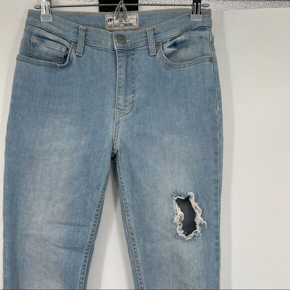 Free People Great Heights Light Blue Frayed Blue Distressed Skinny Jeans Women’s - Picture 8 of 12